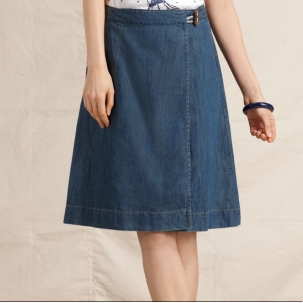 TOMMY HILFIGER Brynne Denim Wrap Skirt Toggle Pockets 14